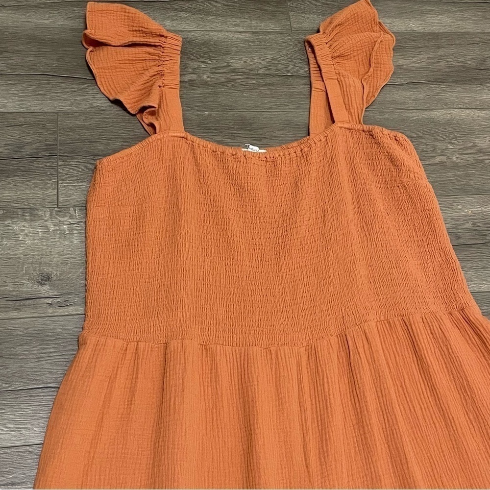 Madewell Lightspun Lucie Flutter Sleeve Jumpsuit Womens Orange Gauze Knit Sz 26W - Picture 6 of 11